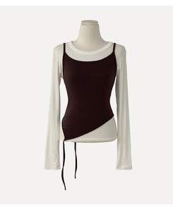 칙스 긴팔티셔츠뷔스티에 셋업투피스 4color