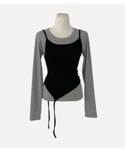 칙스 긴팔티셔츠뷔스티에 셋업투피스 4color