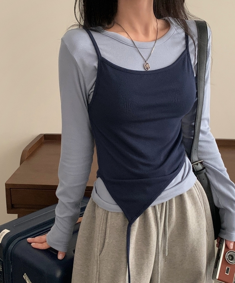 칙스 긴팔티셔츠뷔스티에 셋업투피스 4color 소라