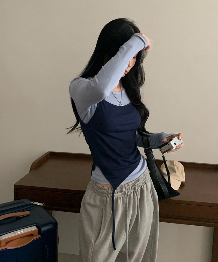 칙스 긴팔티셔츠뷔스티에 셋업투피스 4color 소라