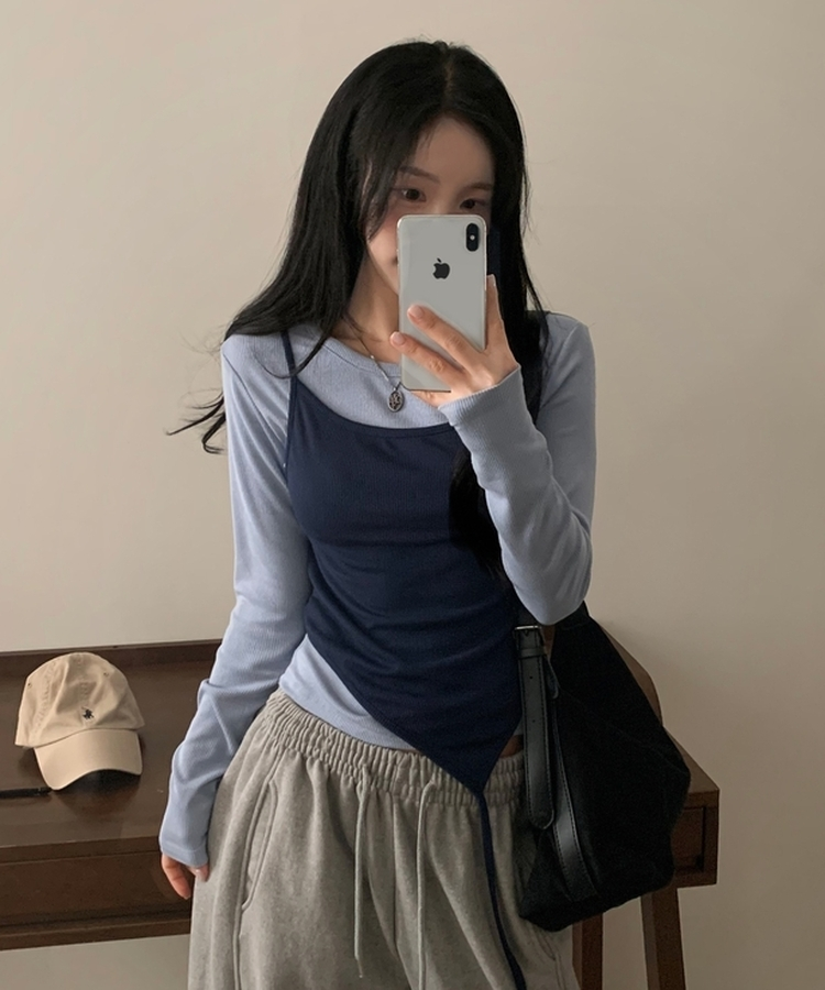 칙스 긴팔티셔츠뷔스티에 셋업투피스 4color 소라