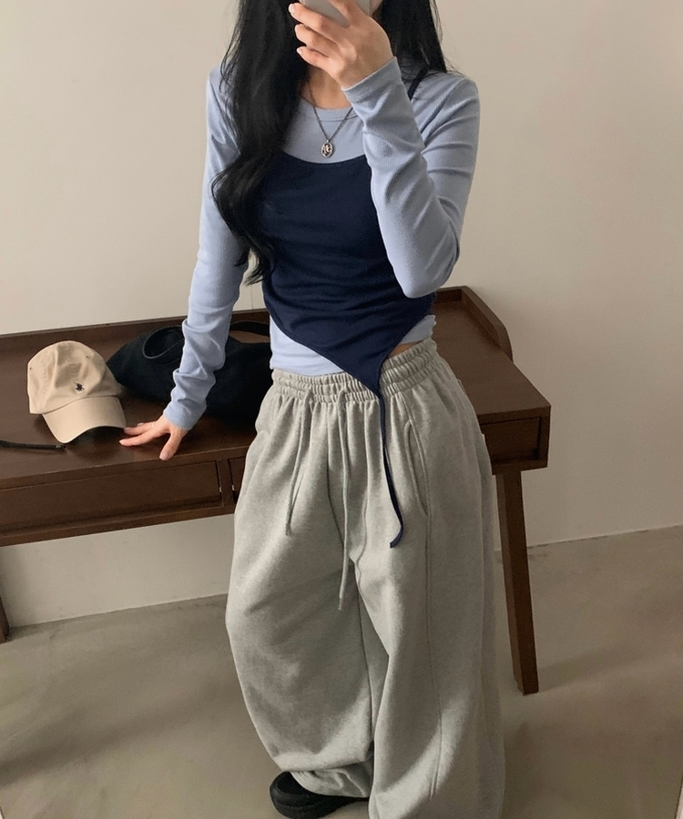 칙스 긴팔티셔츠뷔스티에 셋업투피스 4color 소라