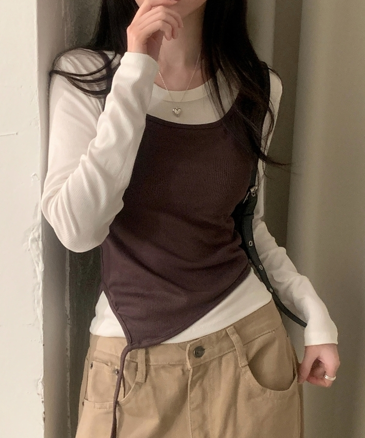 칙스 긴팔티셔츠뷔스티에 셋업투피스 4color 퍼플