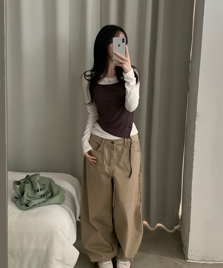 칙스 긴팔티셔츠뷔스티에 셋업투피스 4color 퍼플