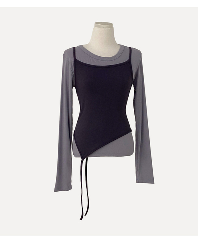 칙스 긴팔티셔츠뷔스티에 셋업투피스 4color