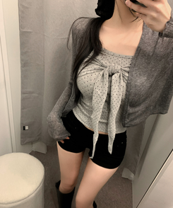 ドットリボンツイストリブキャミソール GREY