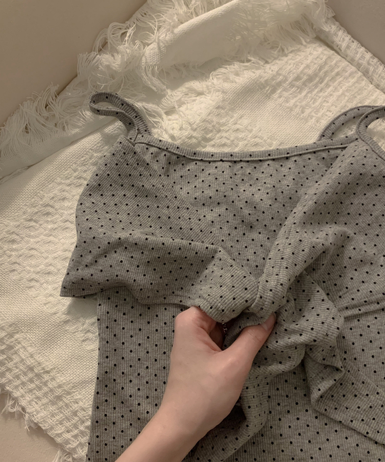 ドットリボンツイストリブキャミソール