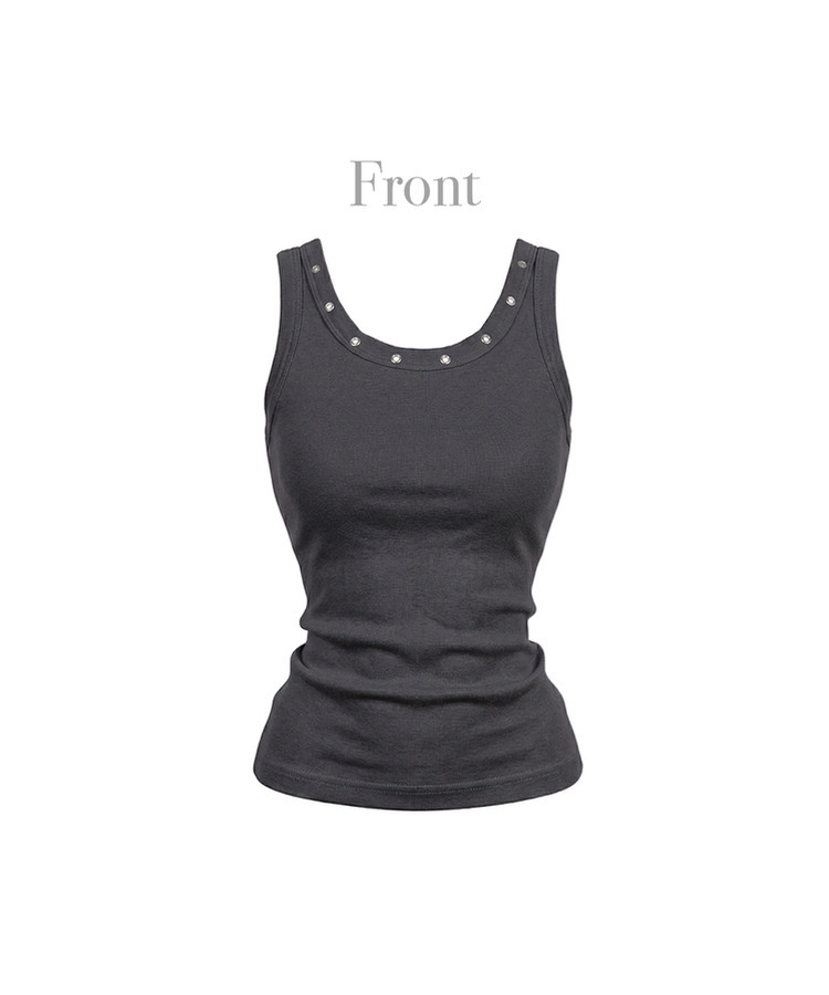 スタッズラウンドスリムキャミソール(7color)