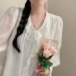 릴리 프릴 러플 긴팔 블라우스 상의 봄옷 벚꽃 긴소매 수학여행 하객룩 청순 여리 아이보리