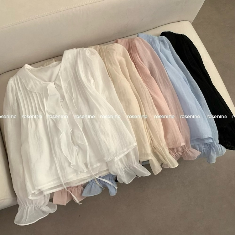 릴리 프릴 러플 긴팔 블라우스 상의 봄옷 벚꽃 긴소매 수학여행 하객룩 청순 여리