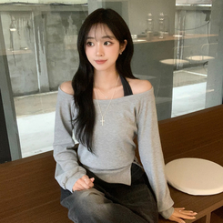 レイヤード長袖ボタントップス GREY