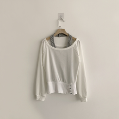 レイヤード長袖ボタントップス