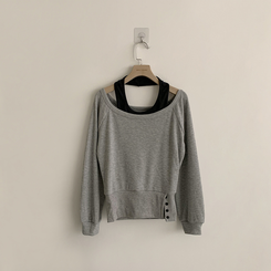 レイヤード長袖ボタントップス