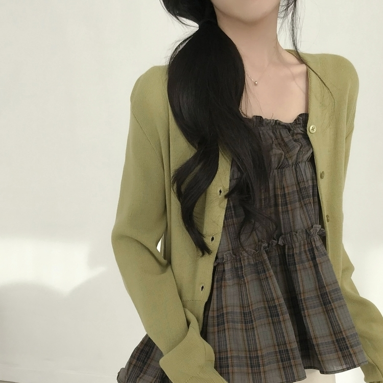 チェックティアードフリルキャミソール DARK BLUE