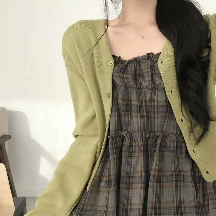 チェックティアードフリルキャミソール DARK BLUE