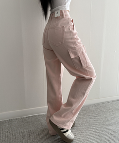 【丈別】カーゴストレートコットンパンツ PINK