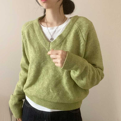 スプリングVネックニット(5color) OLIVE