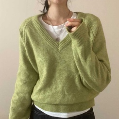 スプリングVネックニット(5color) OLIVE