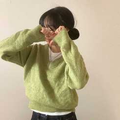 スプリングVネックニット(5color) OLIVE