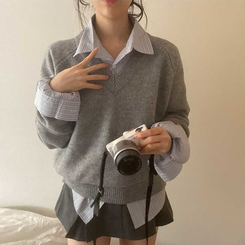 スプリングVネックニット(5color) GREY