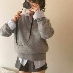 スプリングVネックニット(5color) GREY