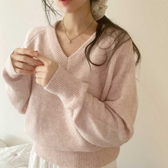 スプリングVネックニット(5color) PINK