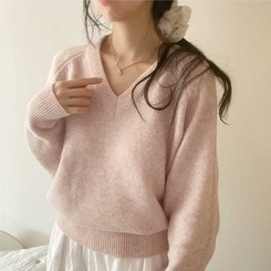 スプリングVネックニット(5color) PINK