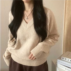 スプリングVネックニット(5color) BEIGE