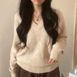 スプリングVネックニット(5color) BEIGE