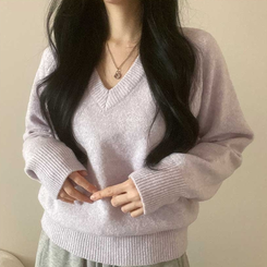 スプリングVネックニット(5color) PURPLE