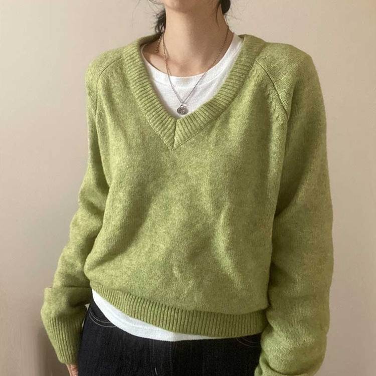 スプリングVネックニット(5color) OLIVE