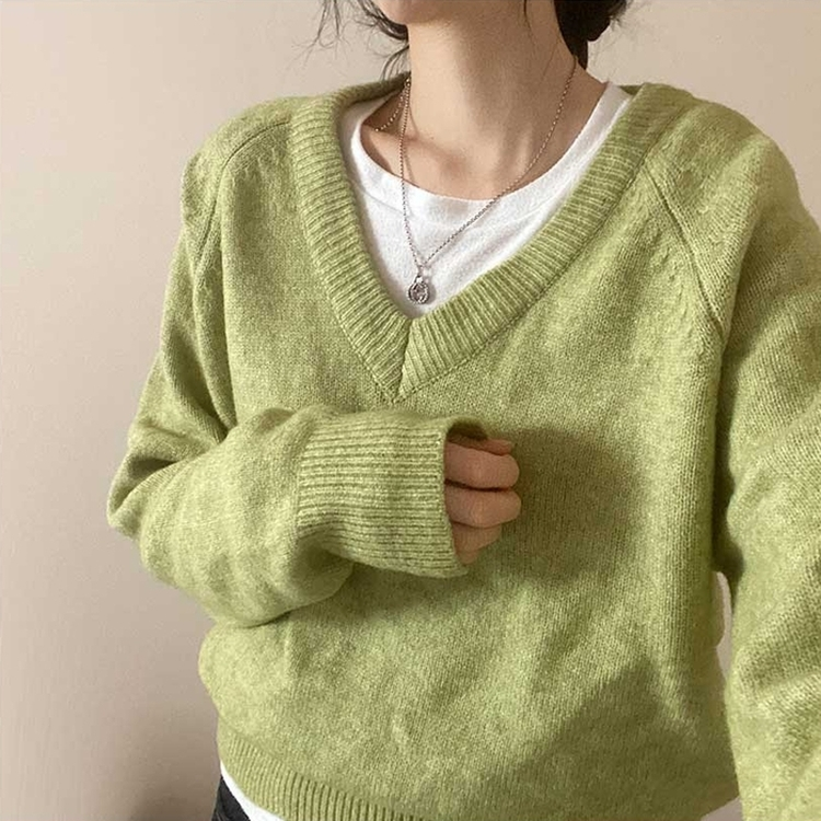 スプリングVネックニット(5color) OLIVE