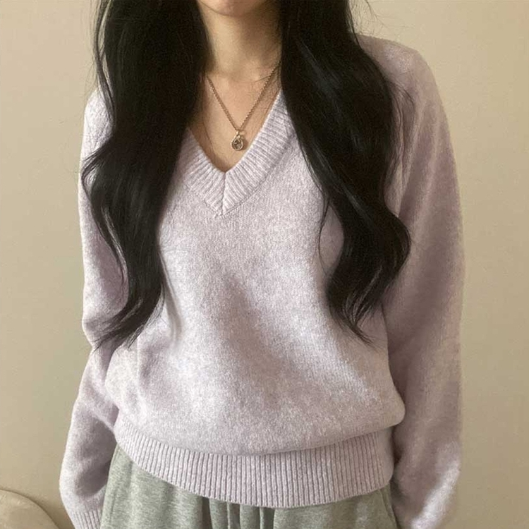 スプリングVネックニット(5color) PURPLE