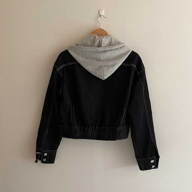 レイヤードデニムフードジャケット