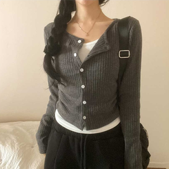 レイヤードボタンカーディガン CHARCOAL