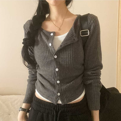 レイヤードボタンカーディガン CHARCOAL