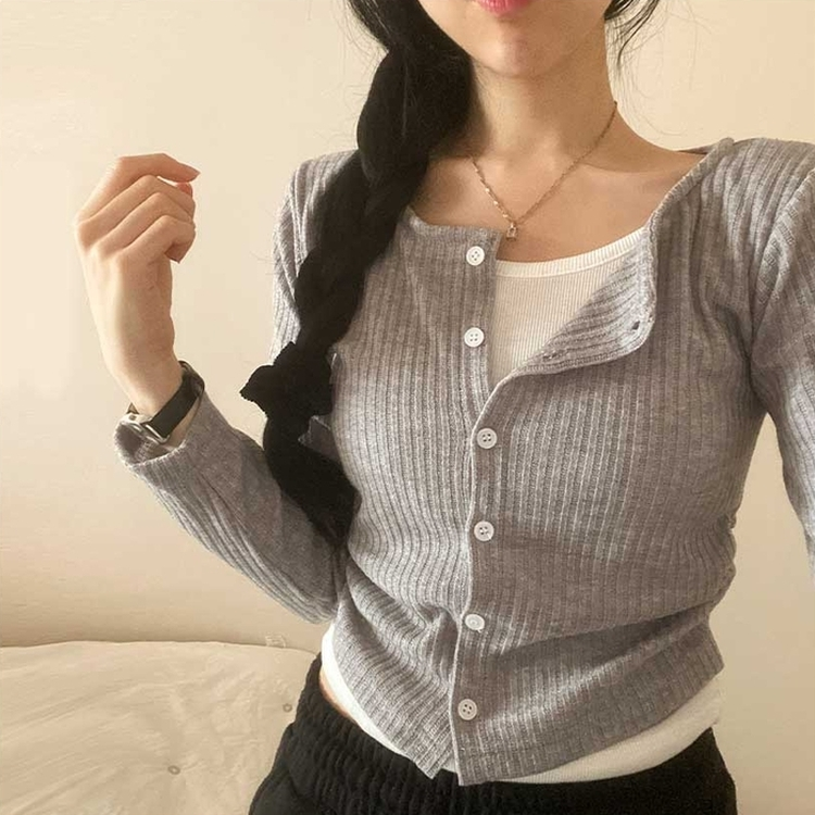 レイヤードボタンカーディガン GRAY(WINTER)