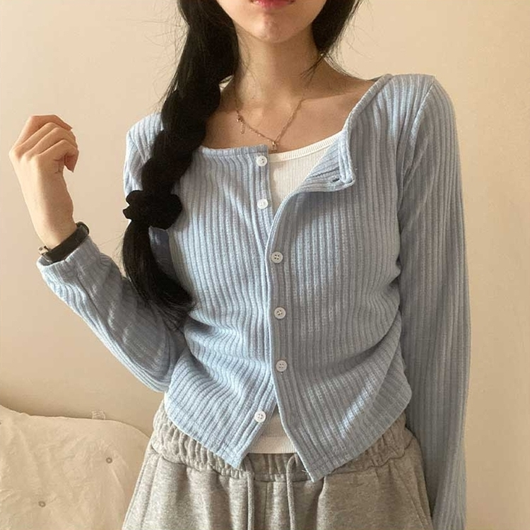 レイヤードボタンカーディガン SKY BLUE