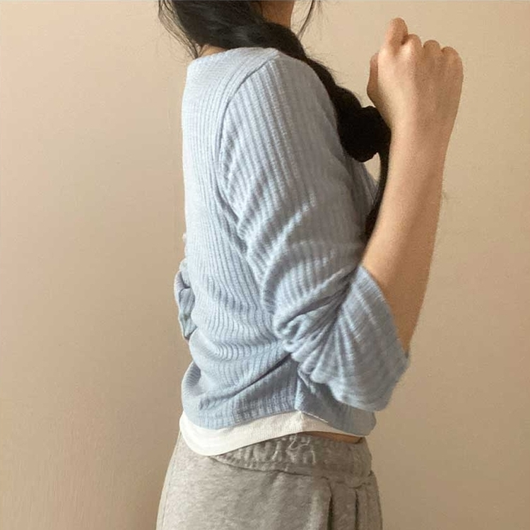 レイヤードボタンカーディガン SKY BLUE