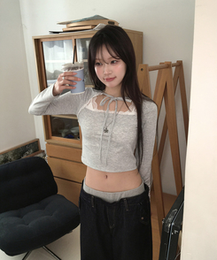 レースリボントップス GREY