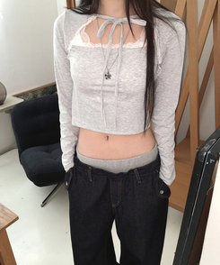 レースリボントップス GREY