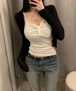 シースルーカーディガン(7color) BLACK