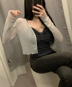 シースルーカーディガン(7color) GREY