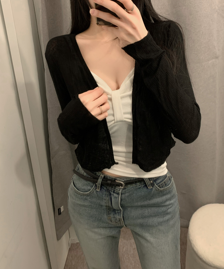 シースルーカーディガン(7color) BLACK