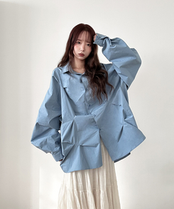 無地オーバーシャツ SKY BLUE