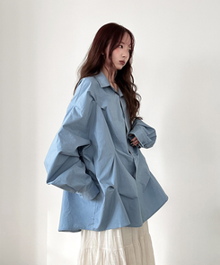 無地オーバーシャツ SKY BLUE