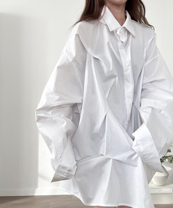 無地オーバーシャツ WHITE