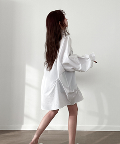 無地オーバーシャツ WHITE