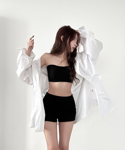 無地オーバーシャツ WHITE