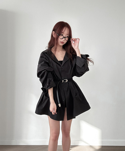 無地オーバーシャツ BLACK